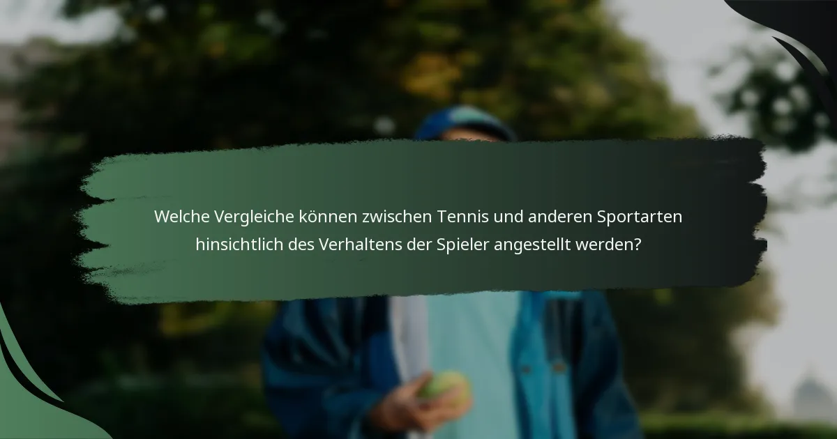 Welche Vergleiche können zwischen Tennis und anderen Sportarten hinsichtlich des Verhaltens der Spieler angestellt werden?
