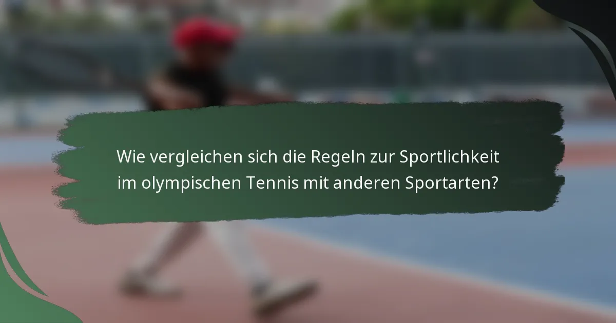 Wie vergleichen sich die Regeln zur Sportlichkeit im olympischen Tennis mit anderen Sportarten?