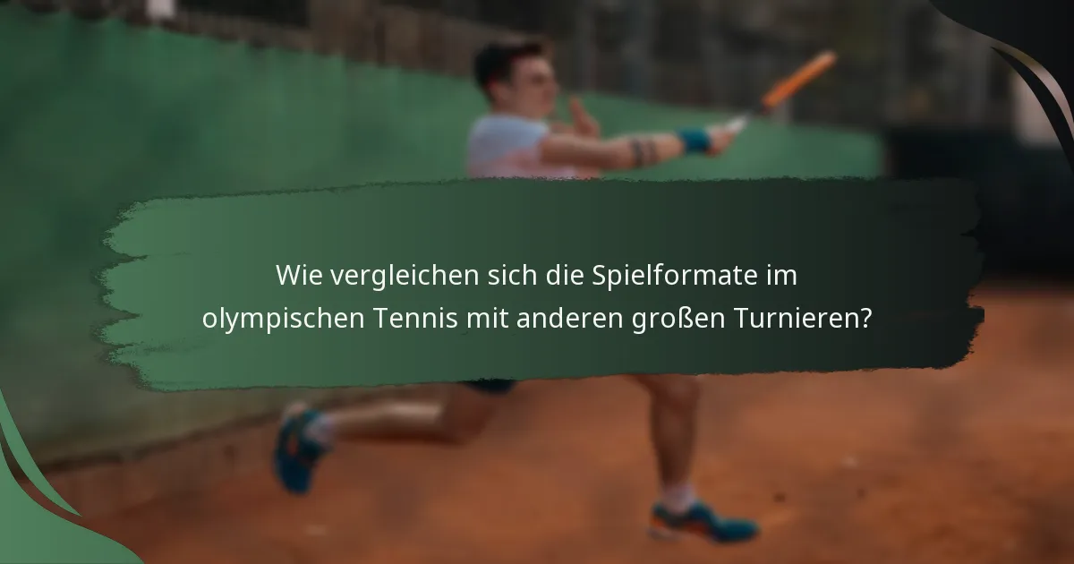Wie vergleichen sich die Spielformate im olympischen Tennis mit anderen großen Turnieren?